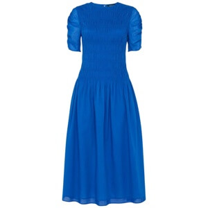 Whistles Blue Avery Smocked Dress